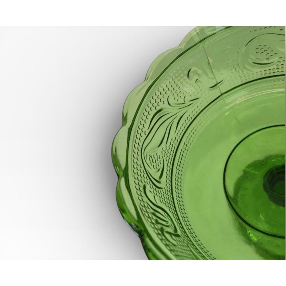 Vintage 1950's E.O. Brody Co. M6000 Green Glass Compote Candy Dish Raised Bowl - Picture 4 of 13